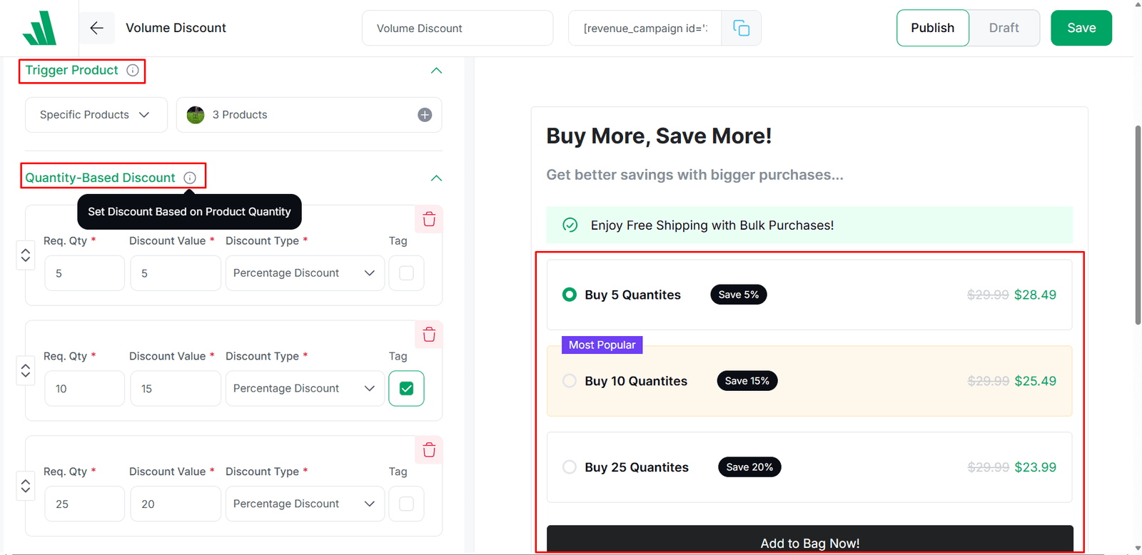 Trigger Product and Discount Setup